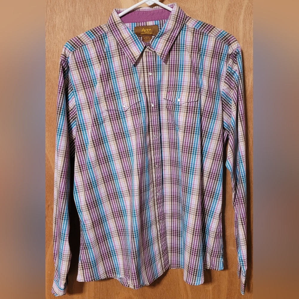 Aura Western Pearl Snap Long-sleeved Shirt